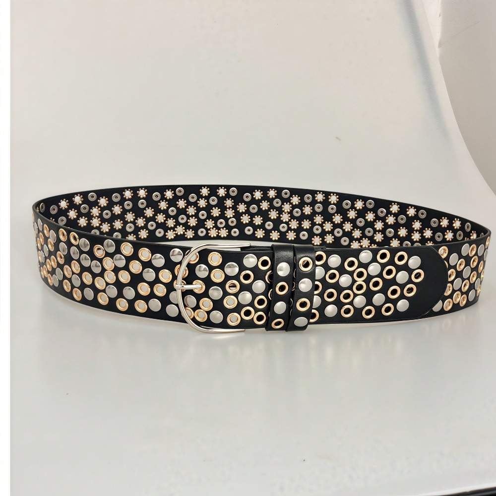 Streetwear Brand Belts - Pasek punkowy z oczkami i nitami,