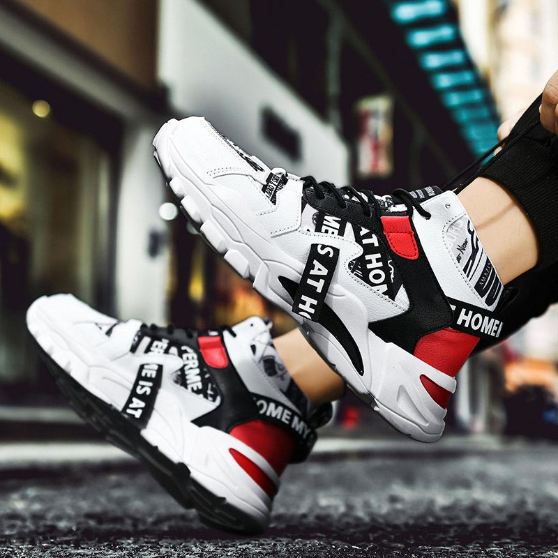 Streetwear Brand With White Flowers - Duże rozmiary wysokie góry Chunky buty