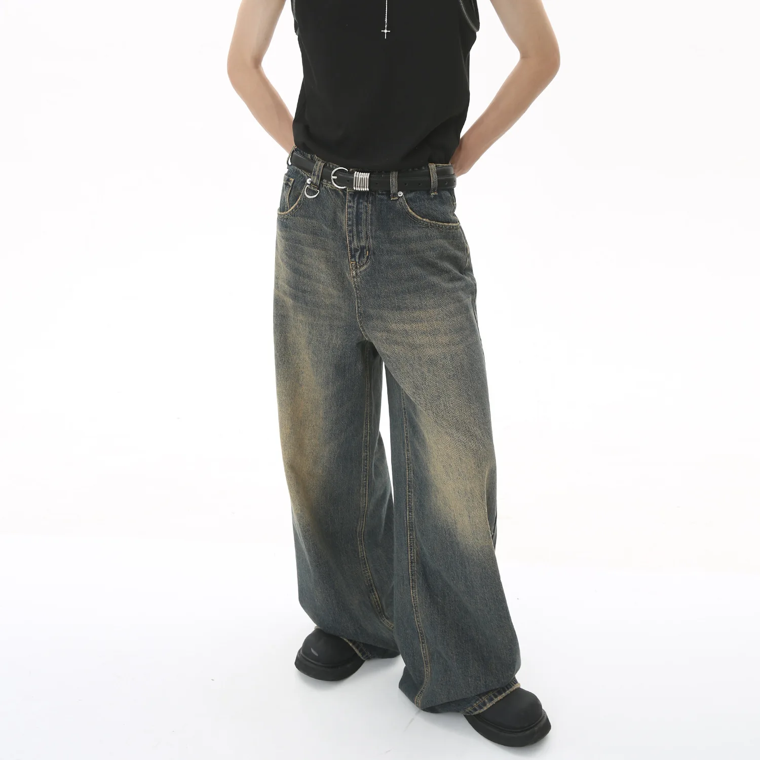 Streetwear Brand Popular - Nowe męskie jeansy baggy z prostymi,